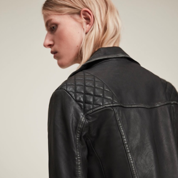 All Saints Leather Cargo Biker Jacket US 2 - Picture 14 of 16